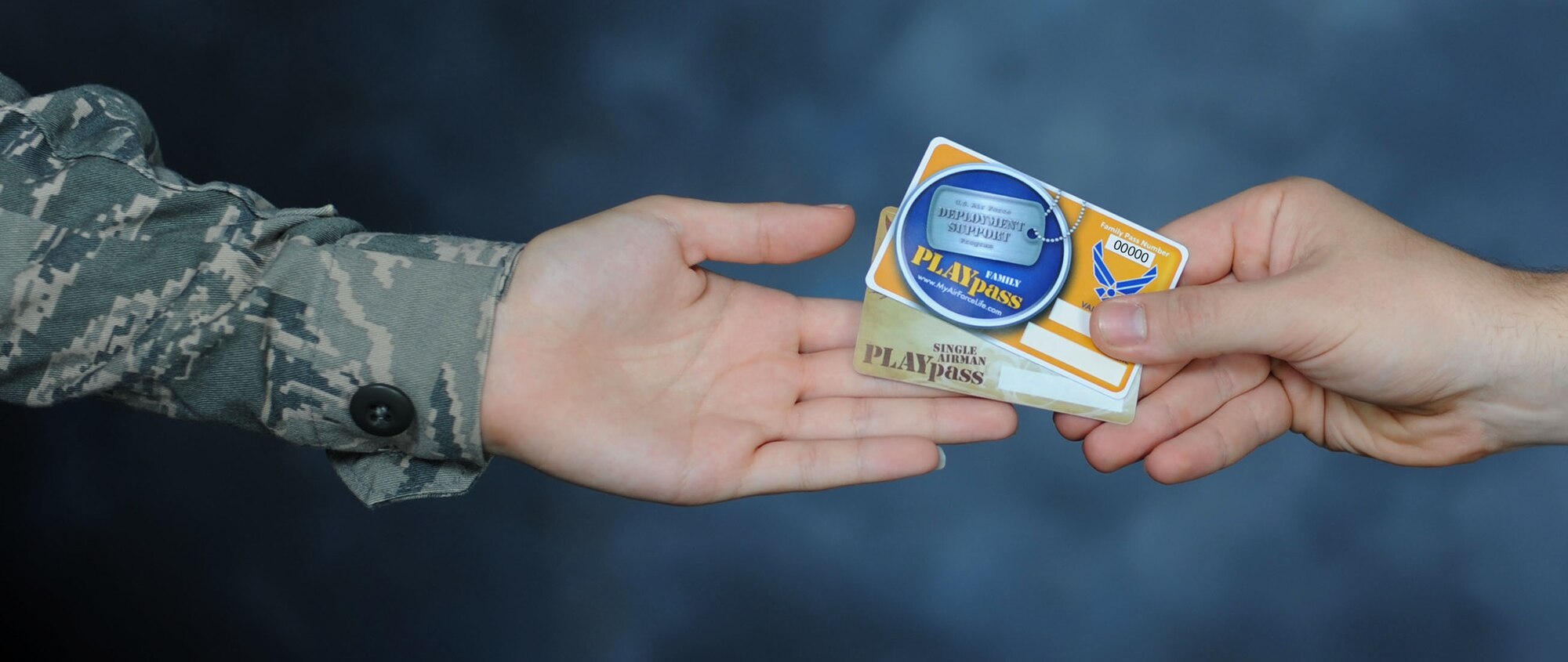 A PLAYpass provides deployment-affected Airmen and families with respite through discounted or free Morale, Welfare and Recreation-focused programs. Any Airman who served a deployment, temporary duty assignment, or remote tour in support of an active operation for 30 days or more and returned on or after Dec. 1, 2010, may be eligible for a PLAYpass. For more information, contact the Airman and Family Readiness center at 01638-543406. (U.S. Air Force photo by Airman 1st Class Dillon Johnston/Released. Photo was altered for security purposes.)