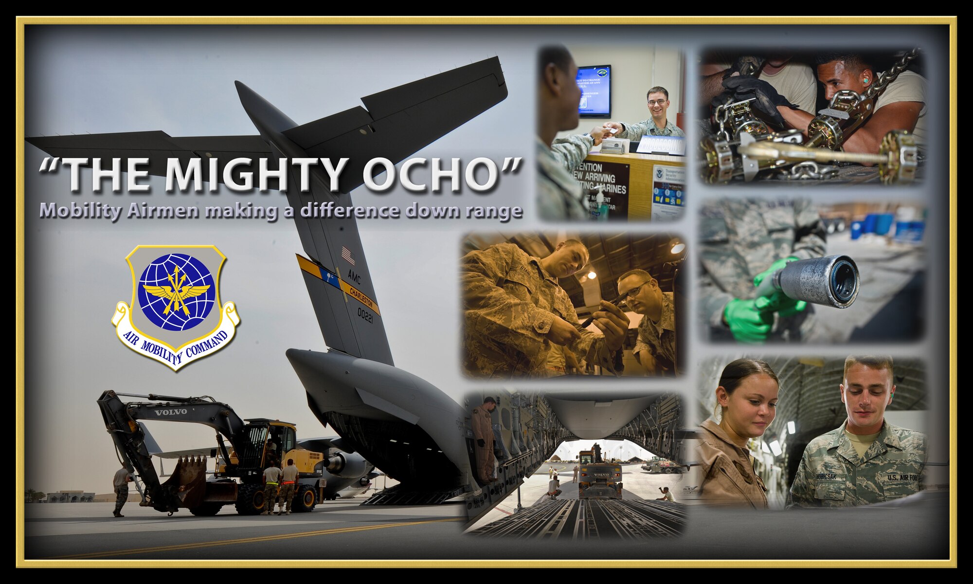In nearly 70 years, airlift operations have come a long way since the early days of the Military Airlift Transport Service and mobility pioneer, Lt. Gen. William Tunner, but one thing has remained the same -- Mobility Airmen are dedicated to answering the call whether at home or deployed to the 8th Expeditionary Air Mobility Squadron in Southwest Asia. (U.S. Air Force photo illustration/Senior Airman Benjamin Stratton)