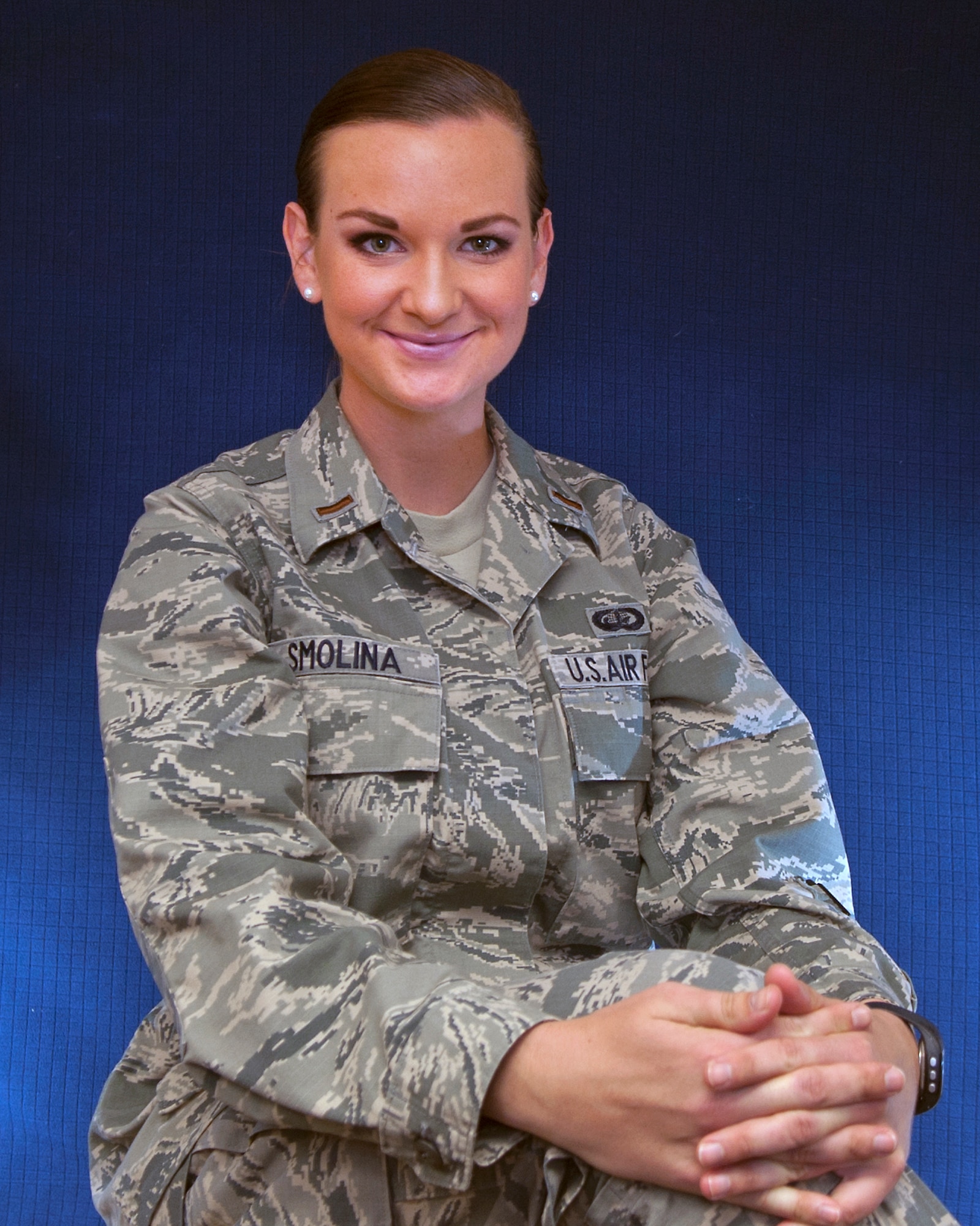 2nd Lt. Liya Smolina is the chief host nation liaison for 376th Air Expeditionary Wing Theater Security Cooperation at Transit Center at Manas, Kyrgyzstan, August 22, 2013. Although she serves as an interpreter during this deployment, Smolina is a personnelist back at her home station at Tyndall Air Force Base, Fla., and will consider additional future interpreter duties when she completes this tour. (U.S. Air Force photo/Staff Sgt. Robert Barnett)