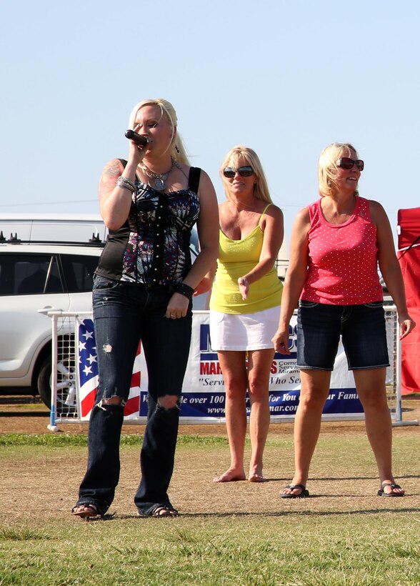 The Republic of Music plays a summer concert at Mills Park for service members and families aboard Marine Corps Air Station Miramar, Calif., Aug. 25. Families were invited to watch the show and dance.