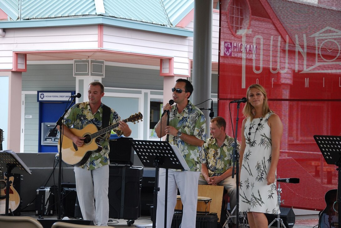 MILILANI, Hawaii -- Small Kine, Band of the Pacific-Hawaii, performs at the Mililani Concert Series in Mililani,Hawaii, Aug. 10, 2013. The Band of the Pacific-Hawaii participated in three summer concerts in Mililani. The concert series helped build stronger community relations with the town, and the hundreds of people who attended the concerts.

(US Air Force Photo/Ms. Nicolle Euredjian/ released)