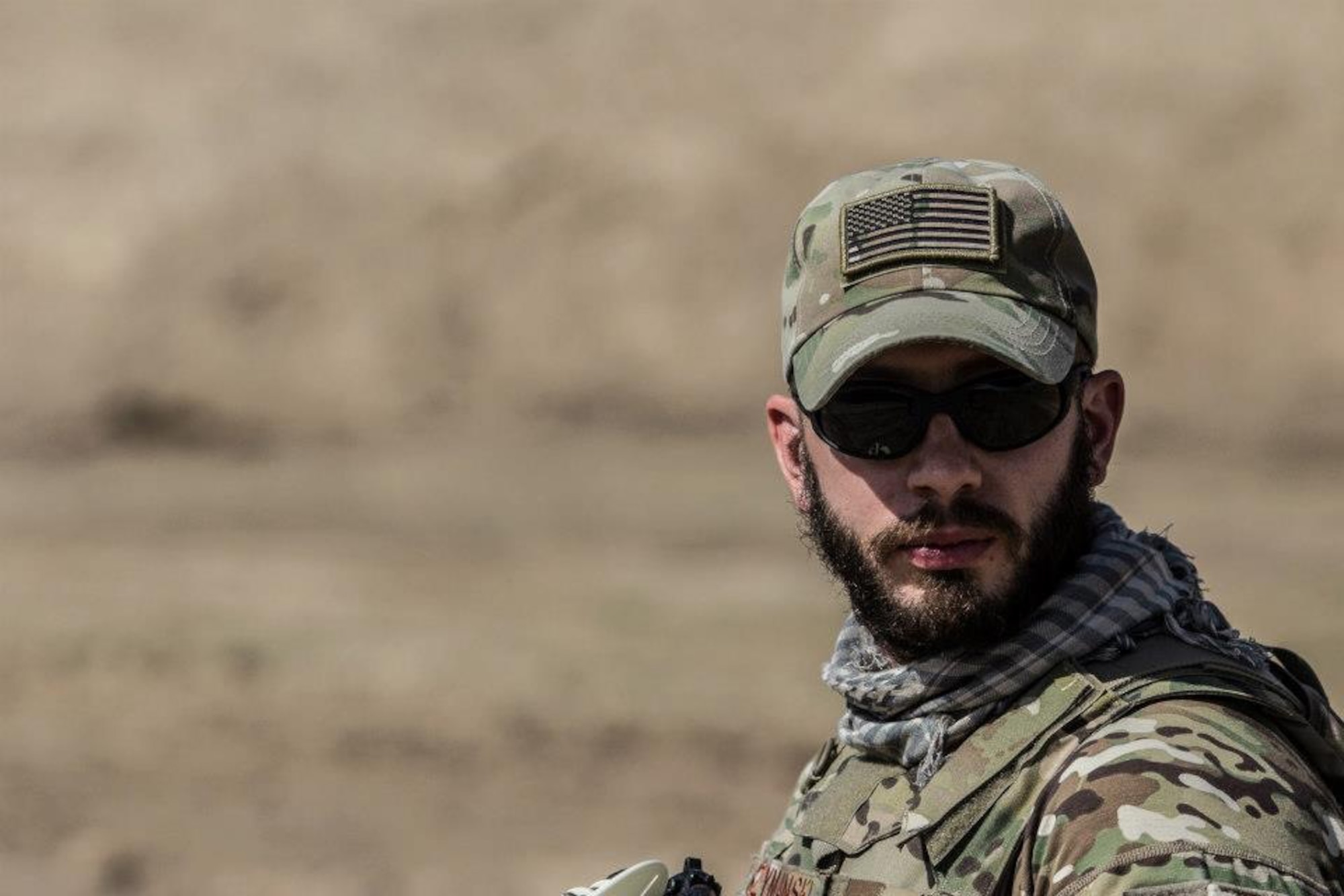Air Force Tech. Sgt. Tyler Szymanski, a 366th Surgical Operations Squadron medical technician, deployed with a Special Forces Operational Detachment Alpha in Kanduz Province, Afghanistan, lands at a remote northern Afghanistan valley to set up a forward surgical team. Szymanski, a Eugene, Ore., native, frequently found himself embedded with small, 8-10 man, Special Forces teams, and would insert onto a battlefield and set up an FST out in a field, utilize uninhabited mud huts, or whatever he needed to ensure his Special Forces team had medical care available on location. (Courtesy photo)
