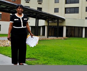 Anita Jefferson, General Smalls Inn housekeeping supervisor, will celebrate her 50th year as a government employee in September at Fort Eustis, Va. Jefferson has worked her entire career Fort Eustis post lodging. (U.S. Air Force photo by Staff Sgt. Wesley Farnsworth/Released)
