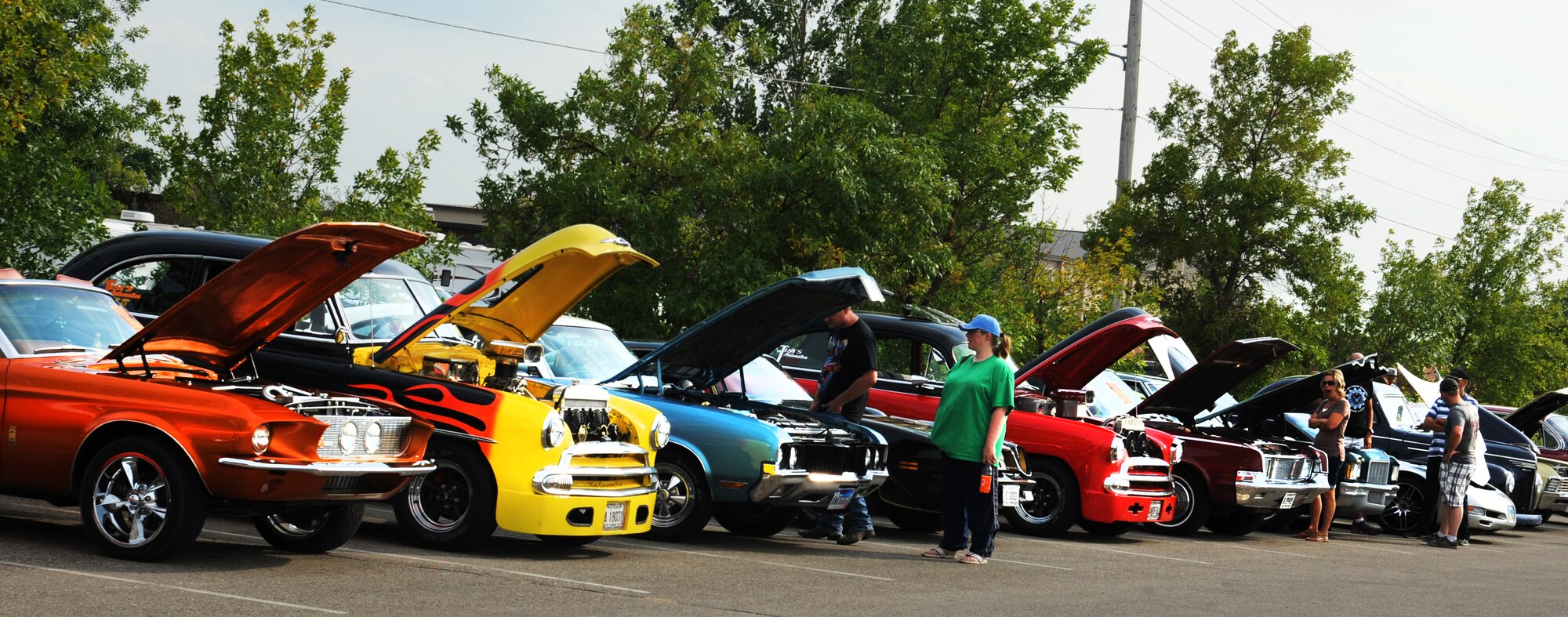 This year’s annual block party and car show were hosted in conjunction with an end of summer Community Fair, Aug. 23. The show displayed more than 50 cars and trucks from the 1920s to the present. The show also featured eight custom motorcycles. The combined event resulted in one of the largest crowds to date. (U.S. Air Force photo/Airman 1st Class Apryl Hall)