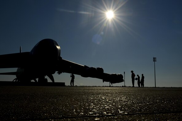 Airmen from the 2nd Aircraft Maintenance Squadron prepare to launch a B-52H Stratofotress on Barksdale Air Force Base, La., Aug. 26, 2013. Aircrew and their crew chiefs deployed to Anderson AFB, Guam, to support the continuous bomber presence in the Pacific. The crew chiefs deployed to provide maintenance support for the B-52. 