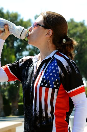 Jennifer Marino, a retired major, is cycling more than 2,700 miles, through 17 states, over the span of 77 days to meet with American Gold Star Mothers and their families in commemoration of service members killed in combat. One of Marino’s stops is the Northwood Gratitude and Honor Memorial in Irvine, Calif. where she gathered rubbings of the names of several service members. She plans to hand deliver the names to some of the families she will visit as she crosses the country.
