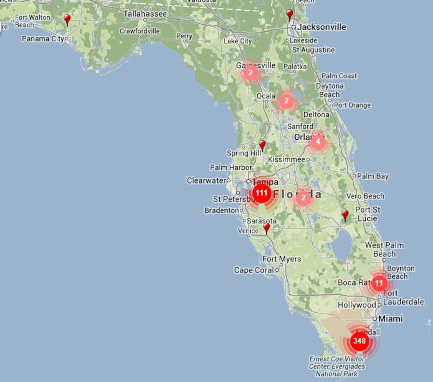 While black and white tegu populations are densest in south Florida, there’s evidence they’ve moved north. 