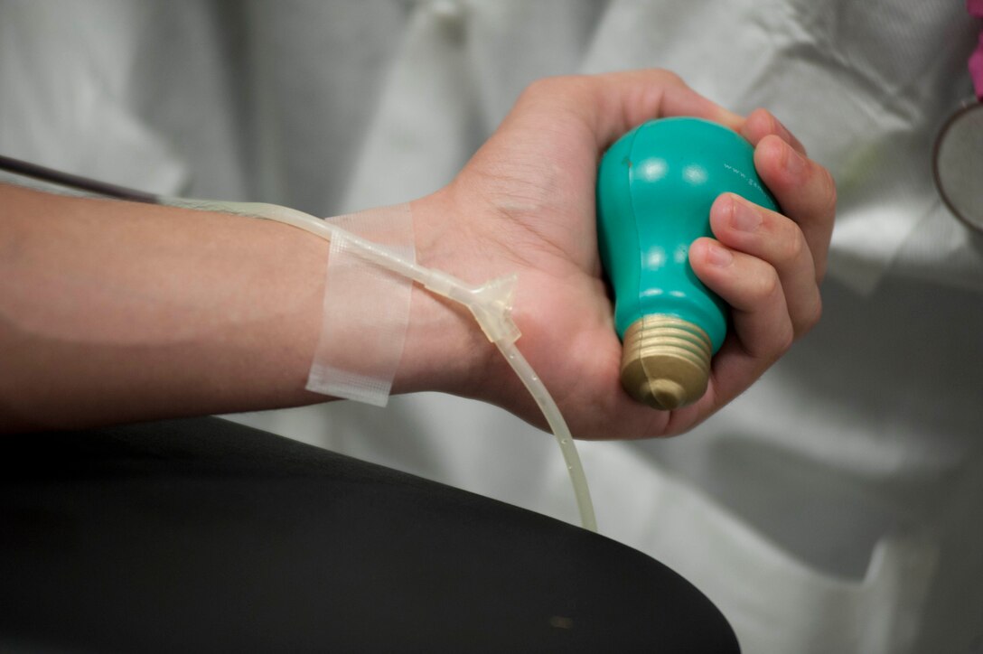 Airman from Sheppard volunteered blood Aug. 22 at the Airman’s Club for the Red Cross. The Red Cross is the nation’s largest single provider of blood products and provides various support services for the military. (U.S. Air Force photo by Airman 1st Class Jelani Gibson)  
