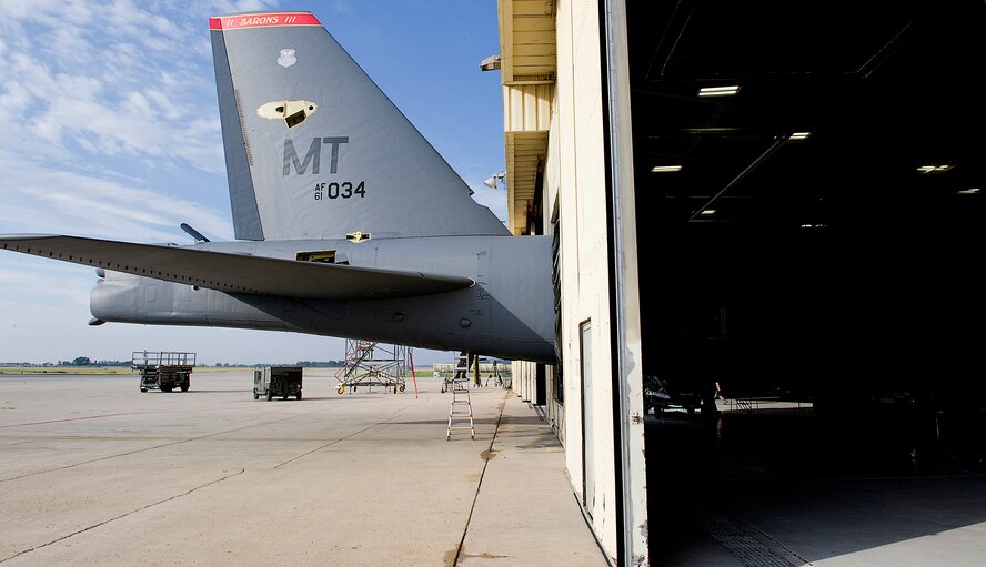 Every 450 flight hours, the B-52H Stratofortress must undergo a full body inspection. Parts are removed, disassembled, inspected and repaired or replaced as necessary and reassembled. This inspection is known as a phase inspection and takes place at the base’s Phase Dock. The B-52 is a complex aircraft and inspections are completed by distinct teams of Airmen from the 5th Maintenance Squadron, who each ensure the dependability of the aircraft parts. 