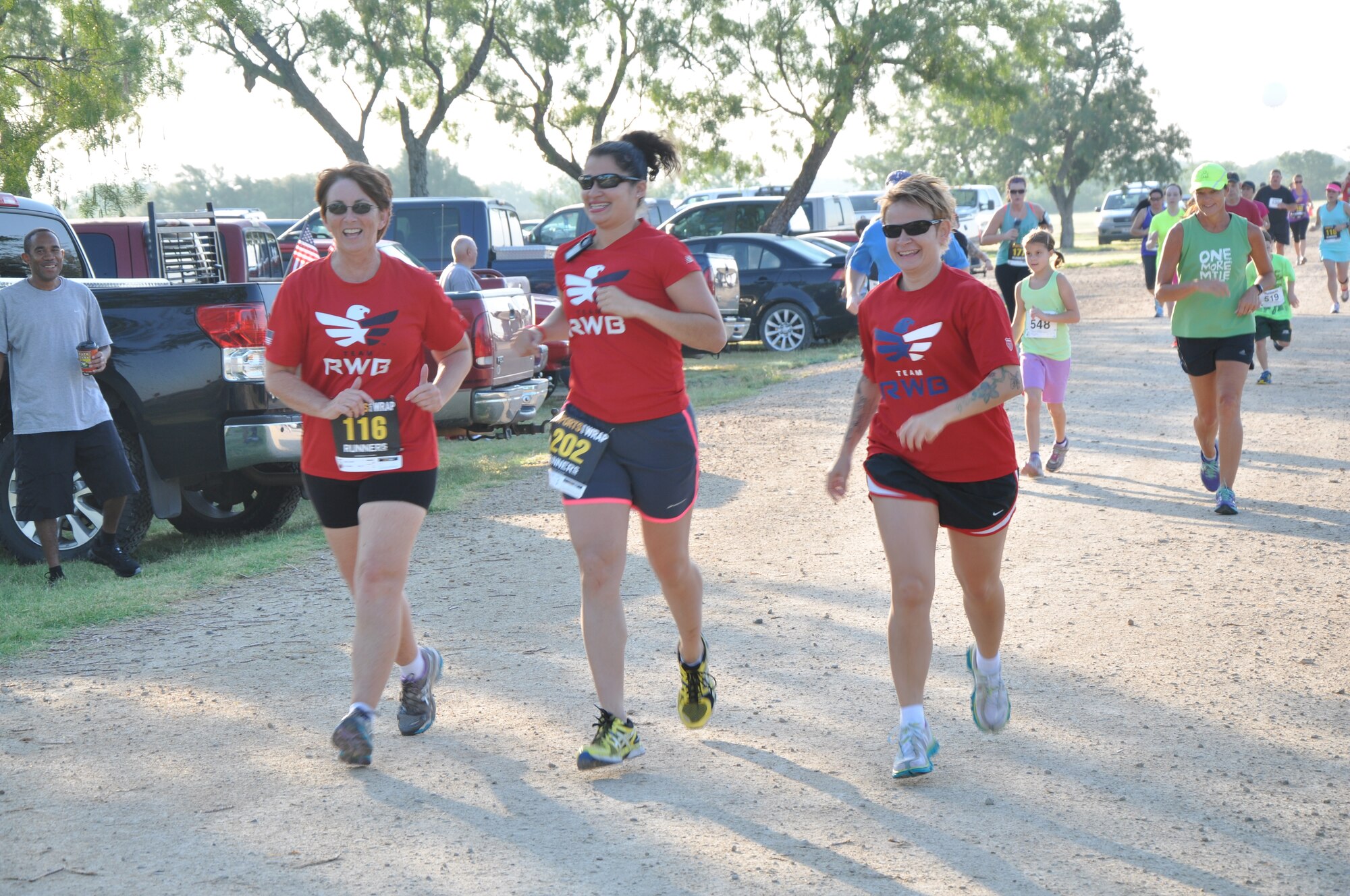 SAN ANGELO, Texas –Team Red, White and Blue members run in the Armydillo 10k during the 19th Annual Armydillo at the Spring Creek Marina and RV Park Aug. 24. Team RWB also participated in the two-mile formation run. (U.S. Air Force photo/ Airman 1st Class Joshua Edwards)