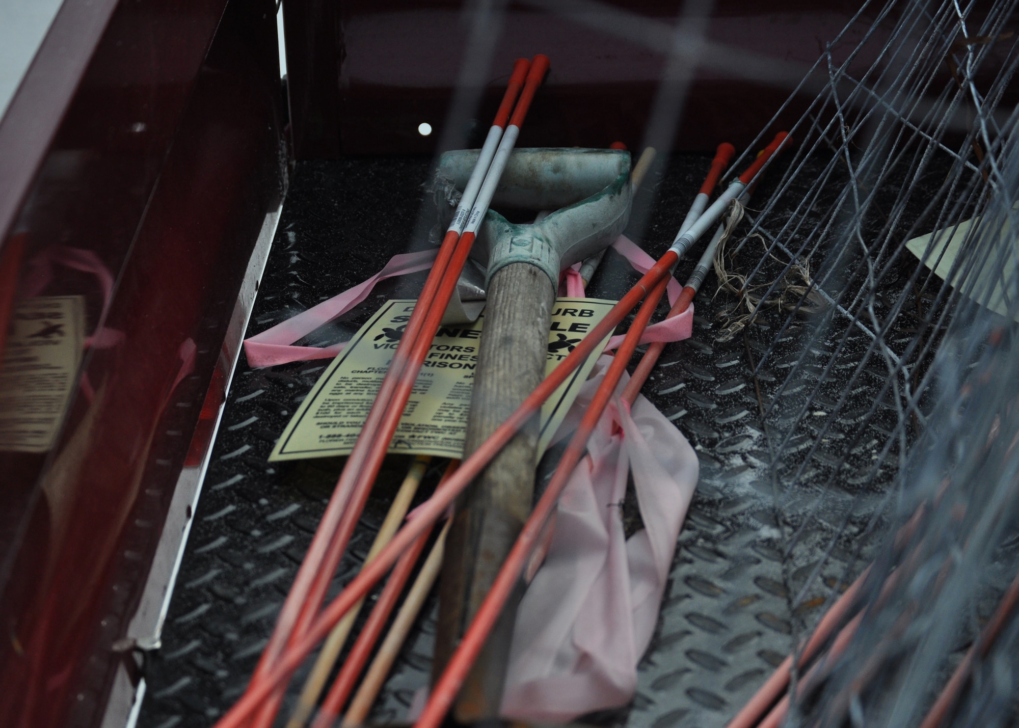 The 325th Civil Engineering Squadron Natural Resources’ tools for cordoning off sea turtle nests sit in the back of an all-terrain vehicle Aug. 23 on Tyndall’s beaches. These cordons are set up by Natural Resources to improve the hatchlings chances of making it to open water. This year they have set up these protections around 59 sea turtle nests. (U.S. Air Force photo by Airman 1st Class Alex Echols)