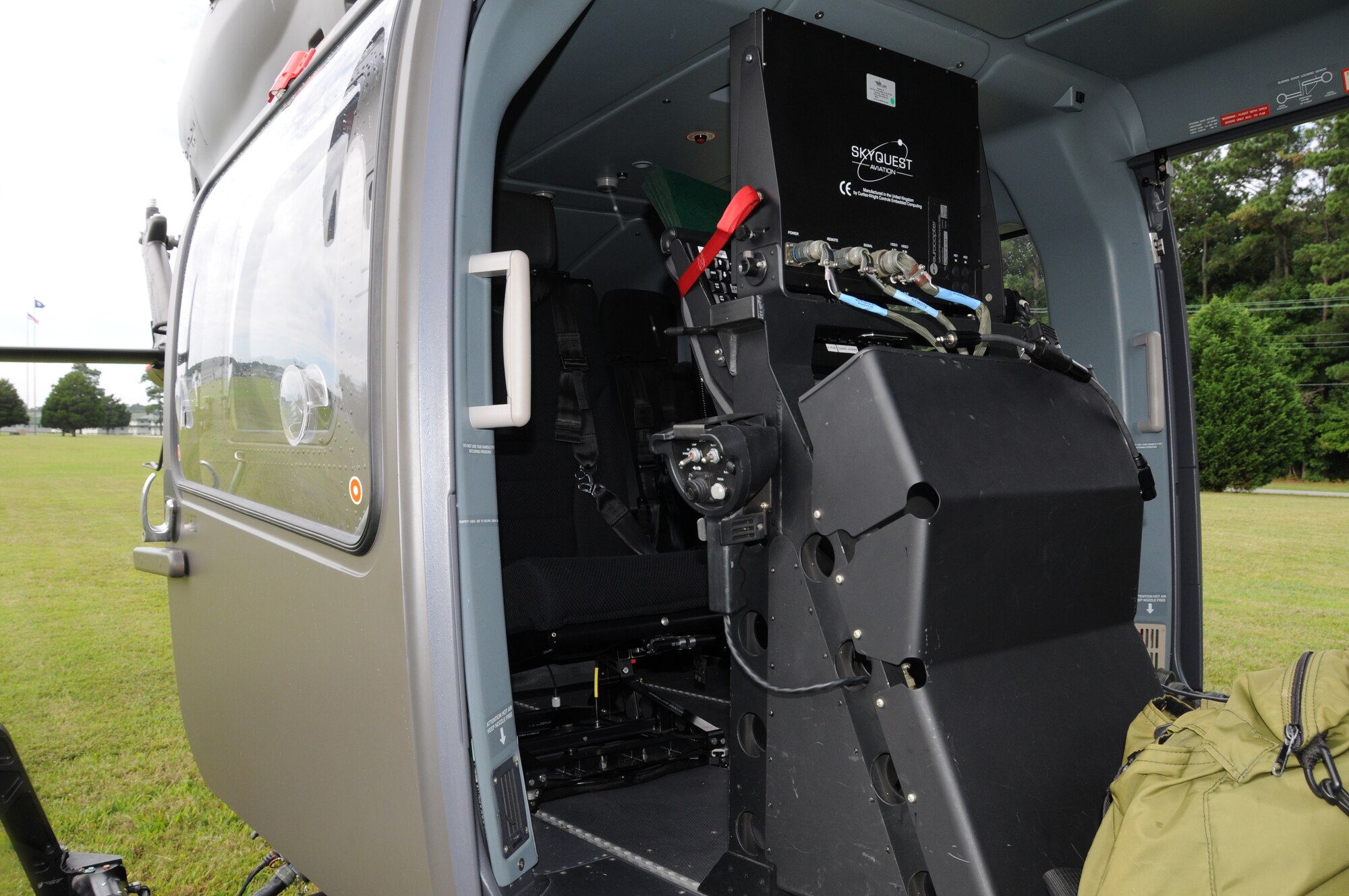 On board a UH-72 Lakota Army Guard helicopter is a computer system that controls a state-of-the-art camera provided by the Virginia National Guard, Sandston-based Detachment 1, Company A, 2nd Battalion, 151st Aviation Regiment, 21 August. Video feed from the helicopter is distributed to the 192nd Intelligence Squadron on the ground who process and distribute images to state agency customers.  The agencies make key decisions during natural disasters and emergencies based on what they see on the images. (U.S. Air National Guard photo by Master Sgt. Carlos Claudio/Released).