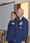 YOUNGSTOWN AIR RESERVE STATION, Ohio--U.S. Air Force Reserve Brigadier General Udo K. “Karl” McGregor (right), Deputy Director, Air Force Strategic Planning, and U.S. Air Force Reserve Colonel Ronnie J. Roberts (left), 910th Medical Squadron commander,  face the audience during the beginning of Roberts retirement ceremony here, August 3, 2013. Roberts retired after a 33-year military career. U.S. Air Force photo by MSgt. Robert Barko, Jr.