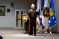Gen. Frank J. Grass, the chief of The National Guard Bureau, speaks during a Town Hall gathering at the National Guard Bureau June 28, 2013, in Arlington. Grass was addressing some of the key issues the National Guard is facing to include sequestration and budget, sexual harassment policy, and the future for Guardsmen.
