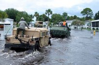 The Hurriane Brigade in action during a recent storm in the Southeast.