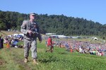 U.S. Army Sgt. Elliot Hembree, a medic with the West Virginia Army National Guard, provides medical care in support of the National Scout Jamboree, July 16, 2013.