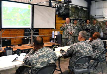 Soldiers of Task Force 46 and the 126 Press Camp Headquarters, Michigan Army National Guard, are participating in Exercise Vibrant Response 2013 at Camp Atterbury, Ind.