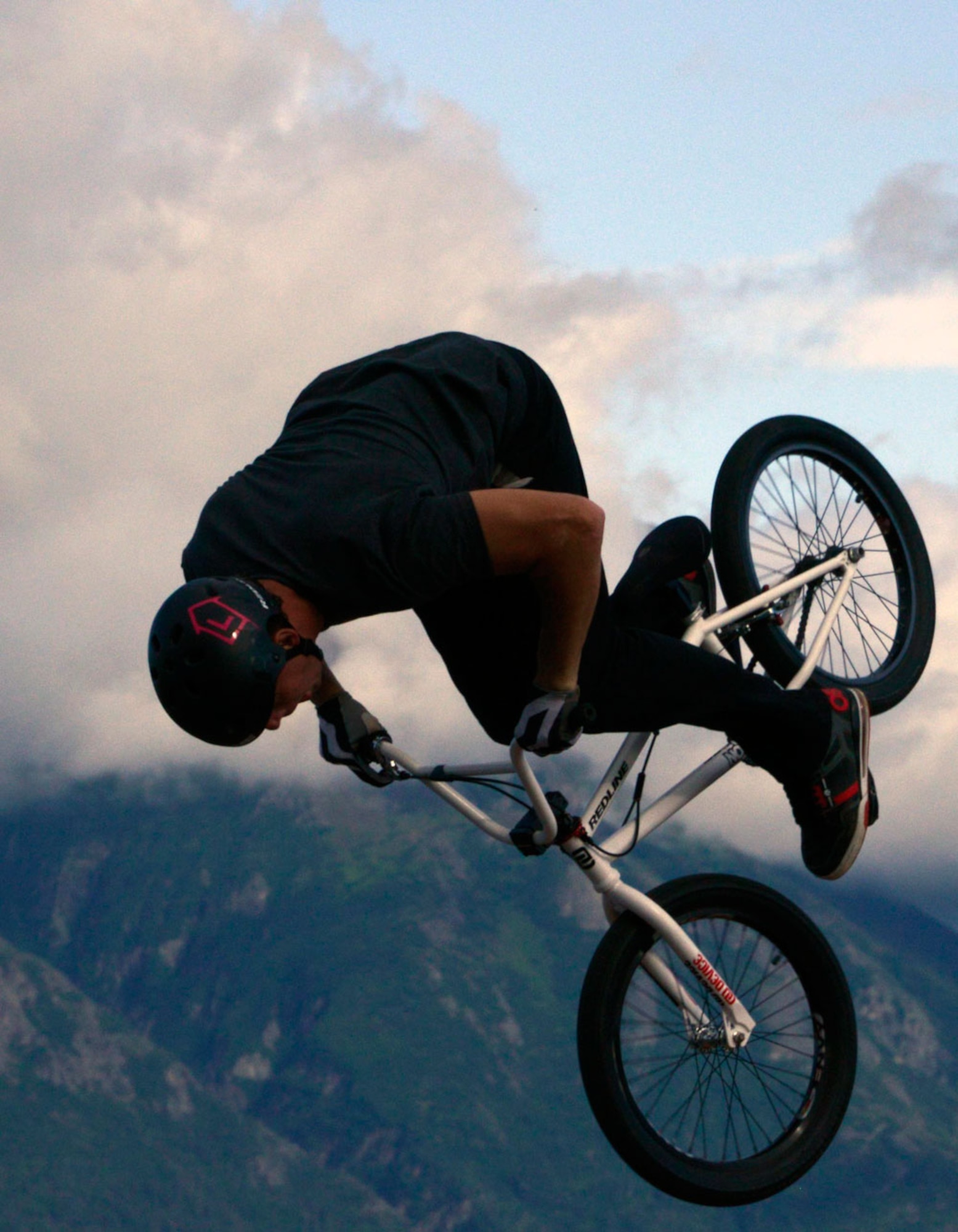 Bicycle motocross riders with the King BMX Stunt Show entertained crowds with flips,
tricks and jumps. Riders in the stunt show have competed in the X Games, Gravity Games, and Dew Action Sports. (U.S. Air Force photo/Tech. Sgt. Vernon Cunningham)