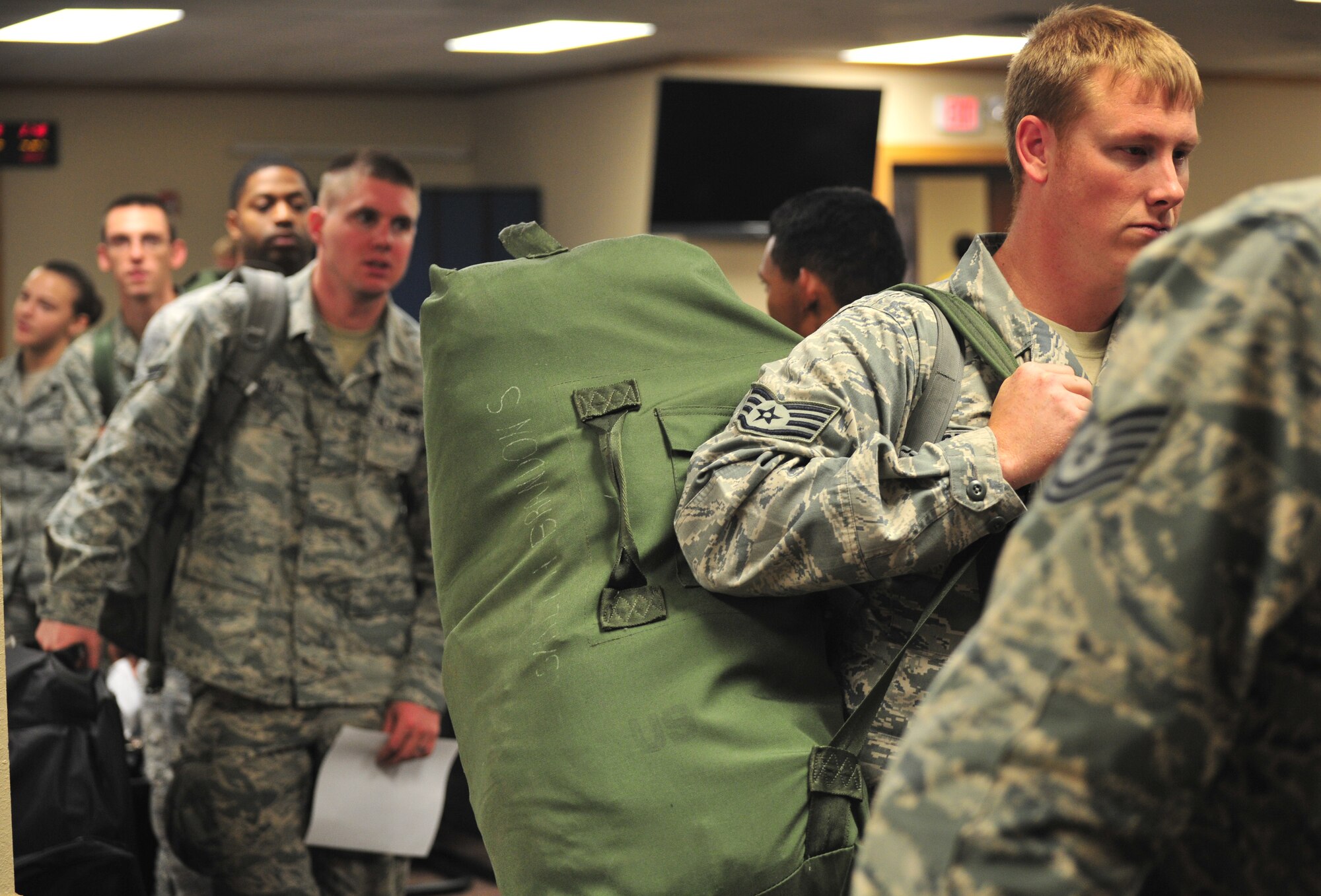 U.S. Air Force Air Commandos simulate pre-deployment actions during an exercise Aug.27, 2013 at Cannon Air Force Base, N.M. Deployment exercises provide vital training and prepare Airmen for worldwide deployment. (U.S. Air Force photo/Senior Airman Xavier Lockley)