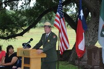 Russ Whitlock, Lyndon B. Johnson National Historical park superintendent; spoke during the annual annual wreath laying ceremony in Stonewall, Texas, to honor former U.S. President Lyndon B. Johnson.   (U.S.Air Force photo by Rich McFadden/released)