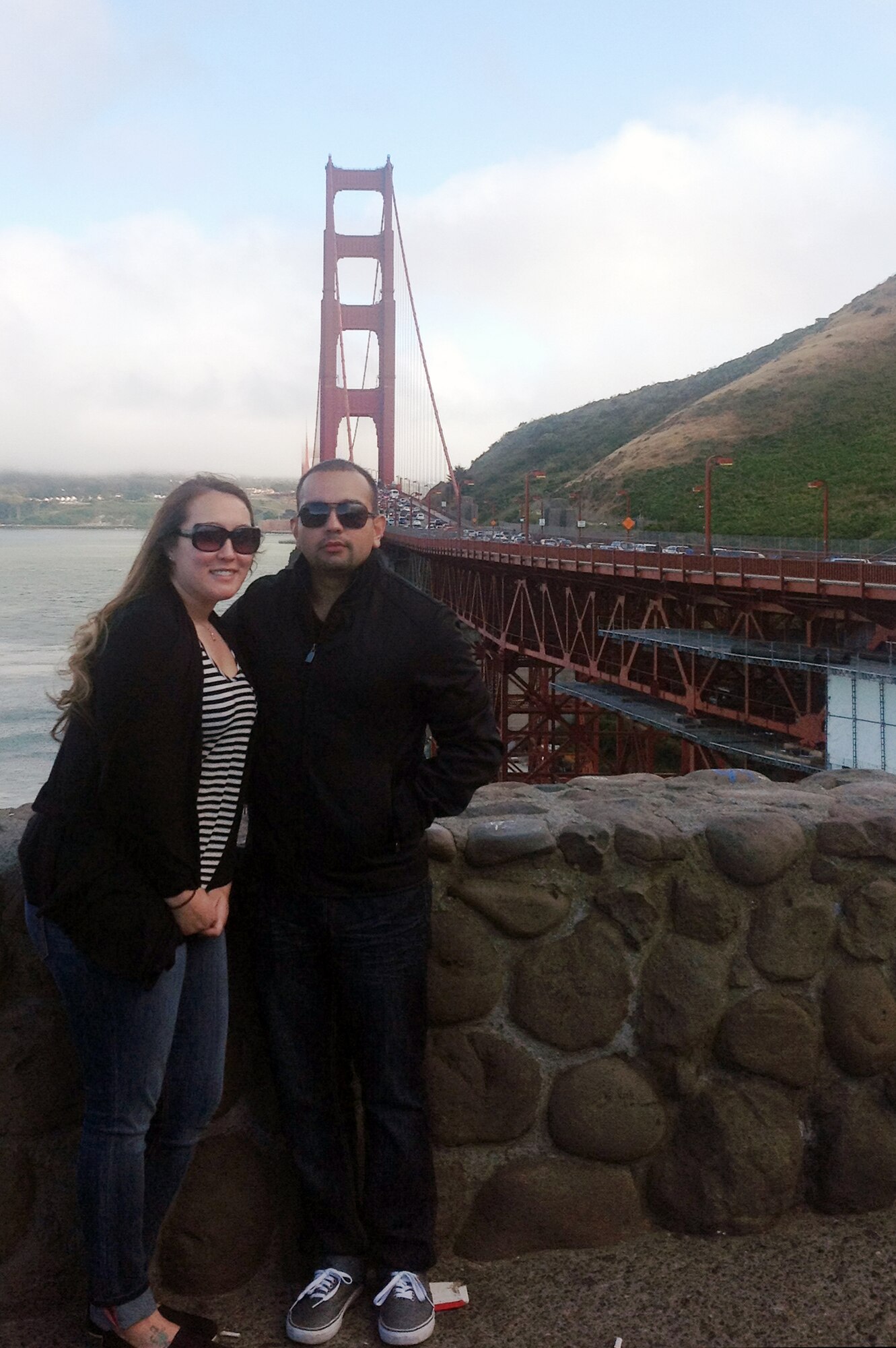 U.S. Air Force Staff Sgt. Suzzett Stalesky, 9th Physiological Support Squadron and U.S. Air Force Senior Alejandro Ruiz, 99th Expeditionary Reconnaissance Squadron, physiological support division technician, pose in front of the Golden Gate bridge earlier this year. Stalesky passed away from cancer, Aug. 7, 2013. Ruiz and Stalesky have been close friends since meeting at their first duty station six years ago. (Courtesy photo) 