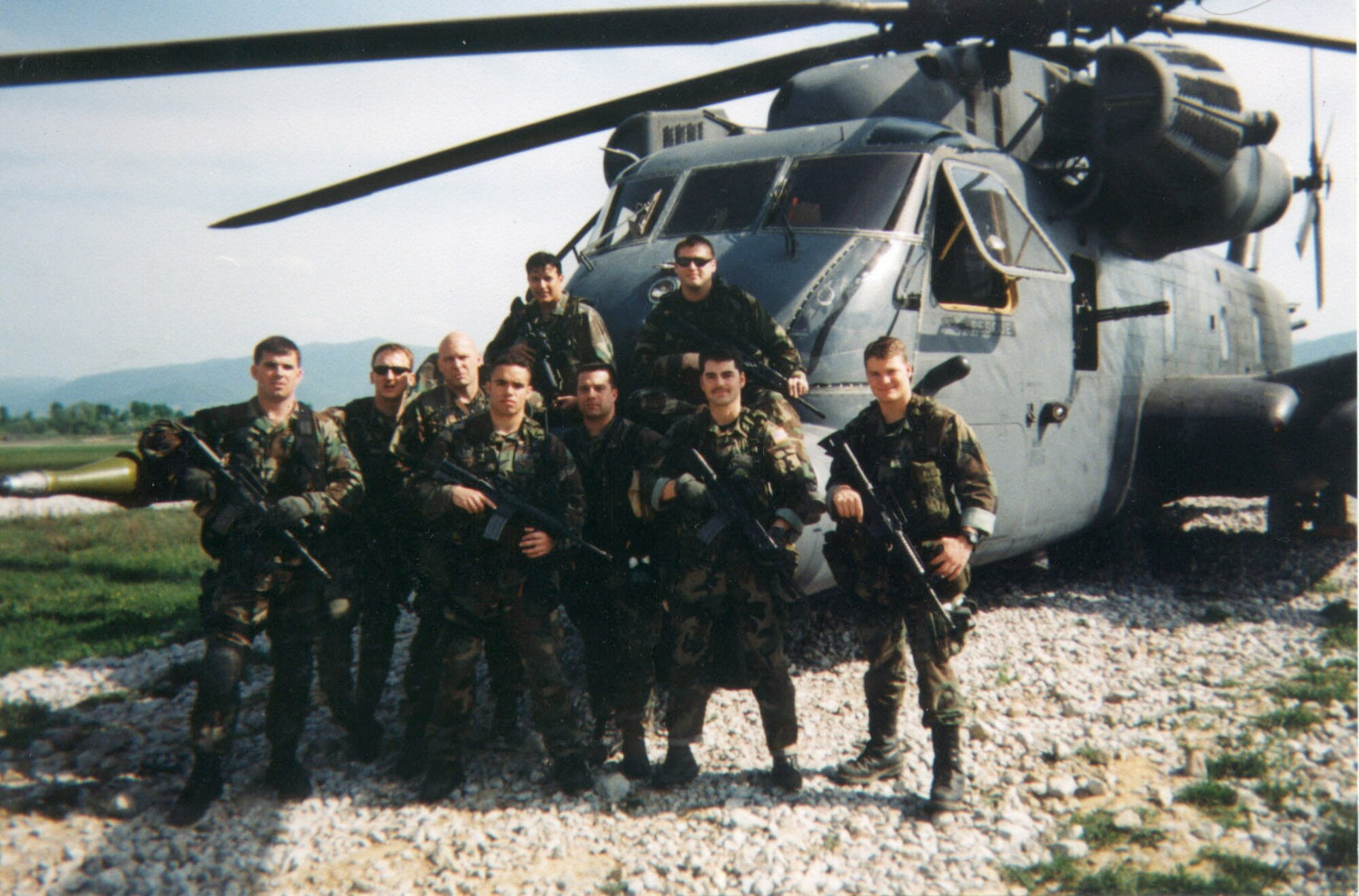Hardy (second from right) is seen here with other special tactics operators during Operation Allied Force in May 1999. (U.S. Air Force/Courtesy photo)