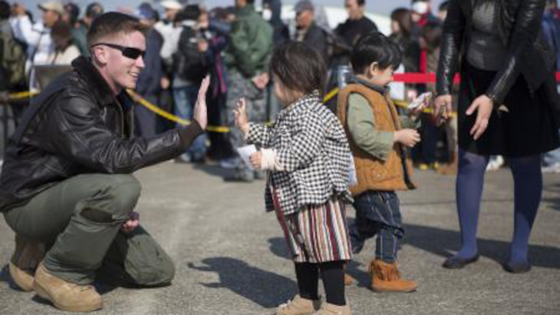 Marines from Marine Medium Tiltrotor Squadron 265, an MV-22 Osprey squadron stationed at Marine Corps Air Station Futenma, Okinawa, Japan, attended the Japan Air Self-Defense Force Nyutabaru Air Base Air Show, Dec. 1, 2013. The air show was the first public display of an Osprey in Mainland Japan. Prior to the air show, VMM-265 hosted a media relations event Nov. 30, aboard the JASDF installation. The air show is an annual event hosted by the JASDF in Miyazaki, Miyazaki Prefecture.