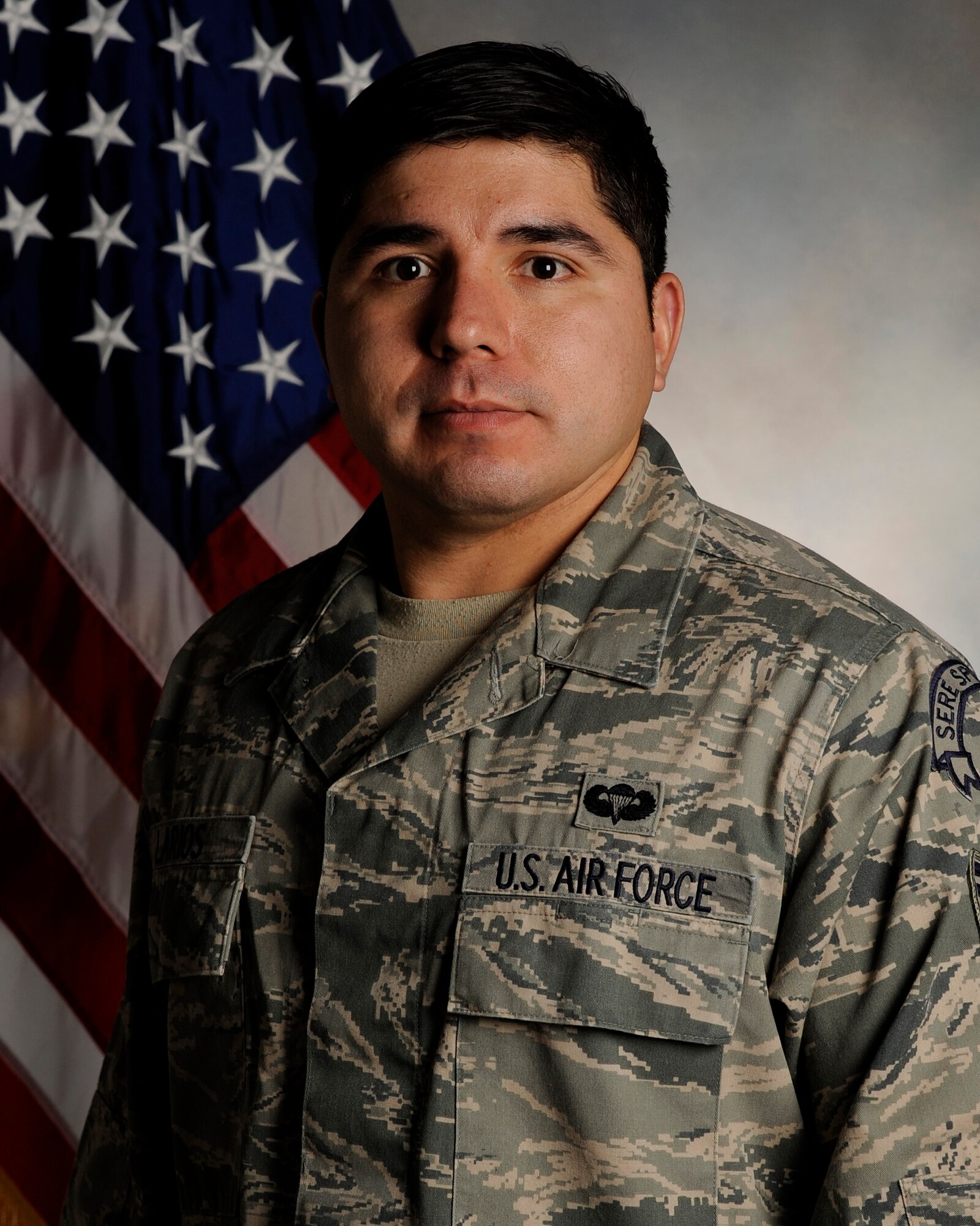 Staff Sgt. Valentin Larios, 92nd Joint Personnel Recovery Agency NCO in charge of survival and evasion operations, has been selected as a member of Team Fairchild's elite, Fairchild's Finest at Fairchild Air Force Base, Wash. (U.S. Air Force photo by Airman 1st Class Ryan Zeski/Released)
