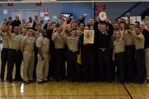 3rd Battalion 6th Marines with 6th Marine Regiment 2nd Marine Division receiving the 6th Marine Regimental "One Team One Fight" plaque for 2013-2014
