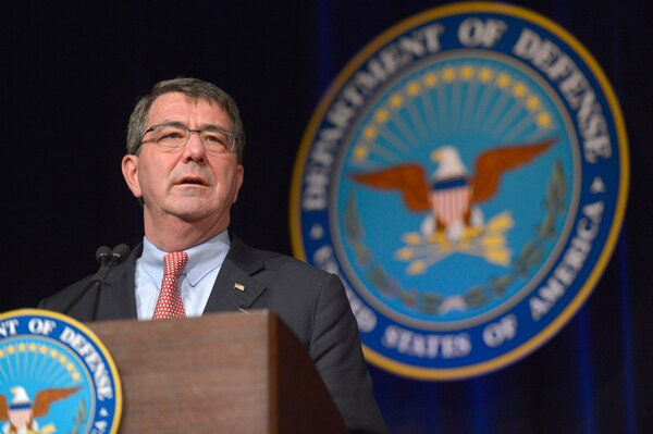 Departing Deputy Secretary of Defense Ashton B. Carter makes his remarks during a farewell ceremony in his honor in the Pentagon Auditorium Dec. 2, 2013. DoD photo by Glenn Fawcett (Released)