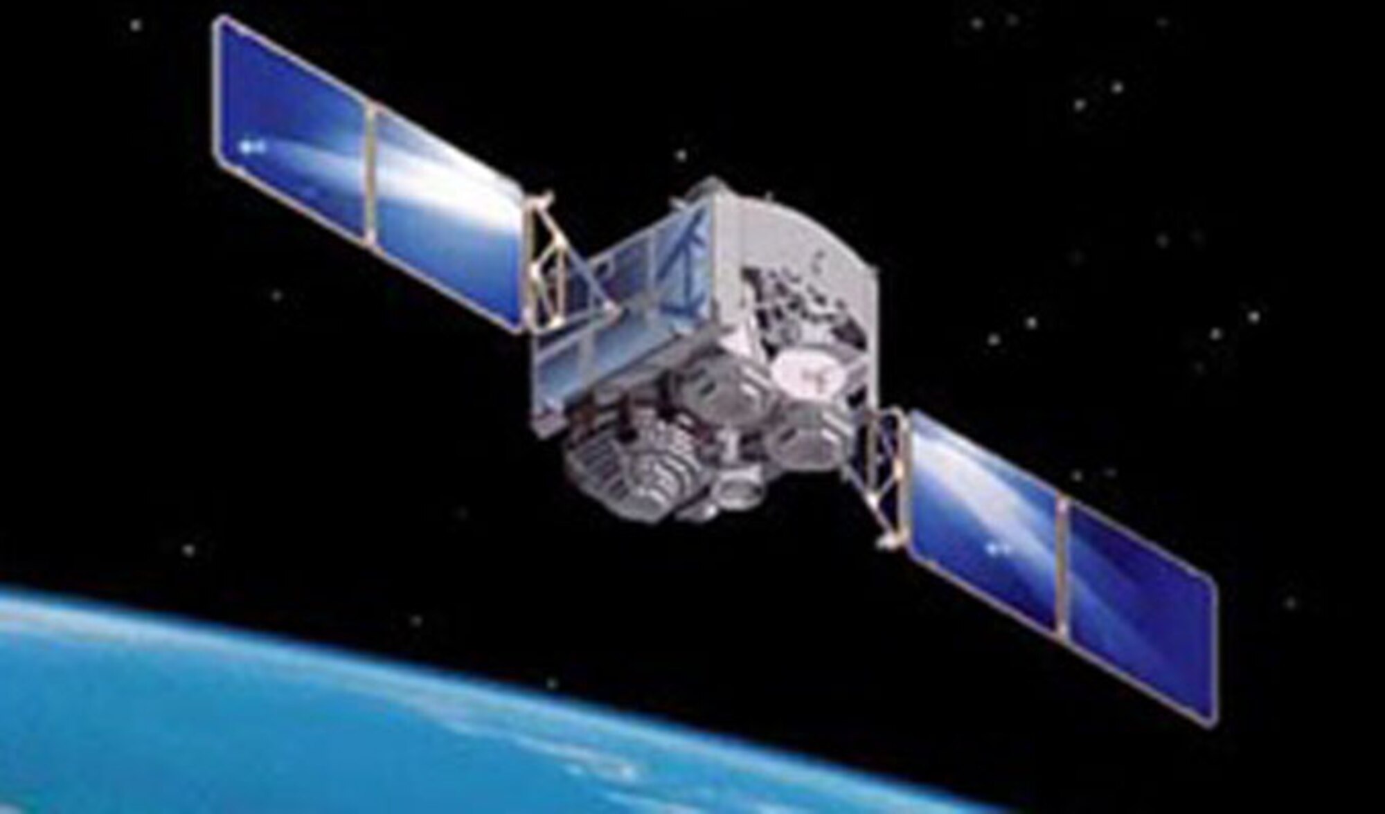 An artist's depiction of a Defense Satellite Communications System satellite on orbit is shown. The 3rd Space Operations Squadron celebrated the 20th anniversary of DSCS B-10's launch Nov. 28, 2013. (Courtesy graphic)