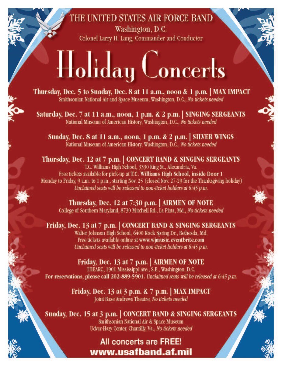 USAF Band schedules free holiday concerts > 459th Air Refueling Wing