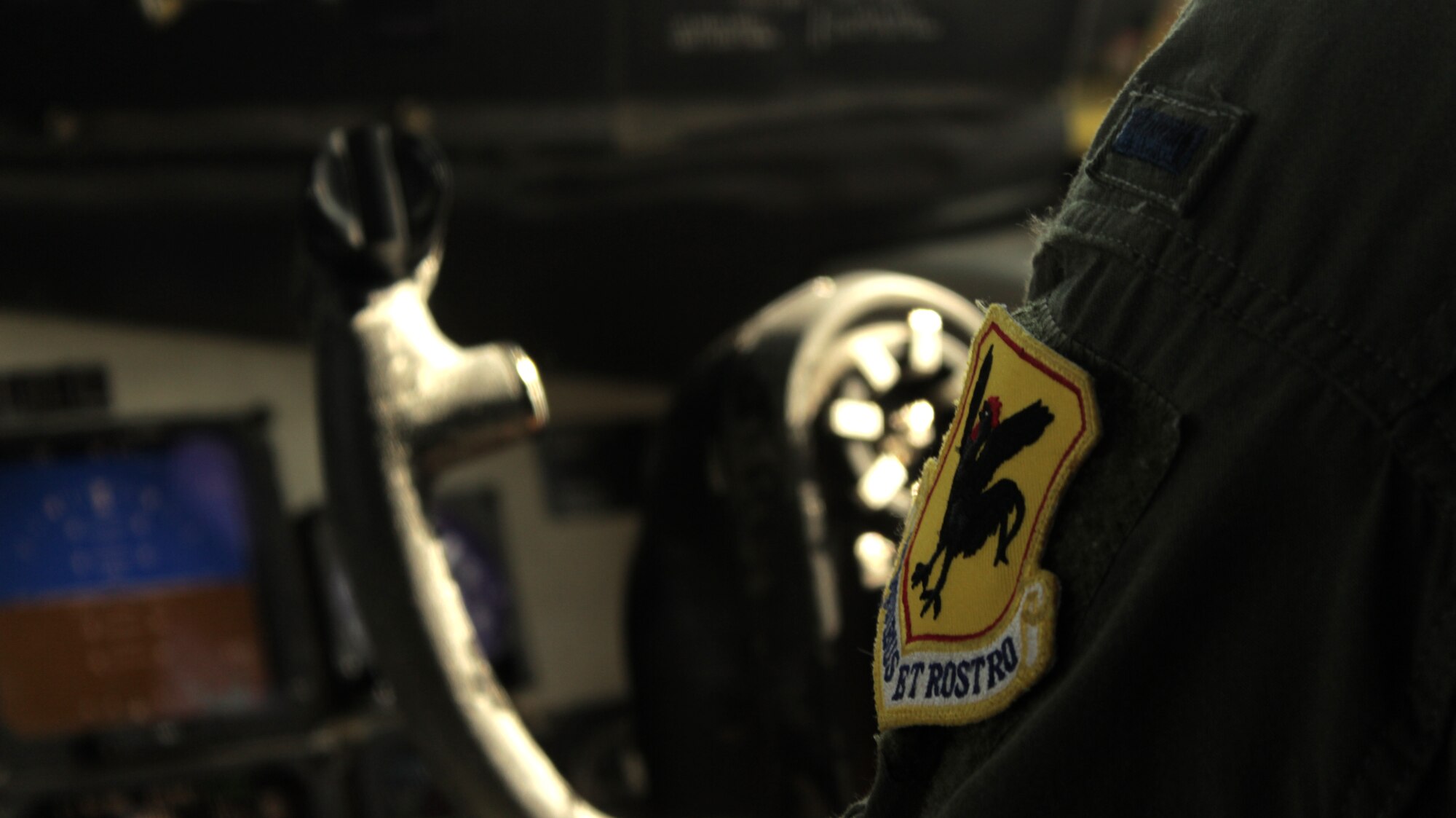 U.S. Air Force 1st Lt. Aaron Arntz, 909th Aerial Refueling Squadron training officer, co-pilots a KC-135 Stratotanker from Kadena Air Base, Japan, Nov. 26, 2013. The flight was part of a joint refueling training exercise with U.S. Navy F/A-18 Super Hornets to maintain mission readiness and proficiency in the Pacific theater. (U.S. Air Force photo by Airman 1st Class Todd Holly)