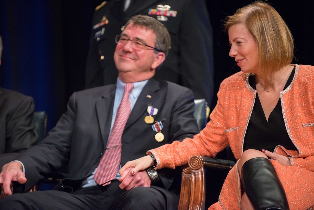 Deputy Defense Secretary Ash Carter And His Wife Stephanie Hold Hands