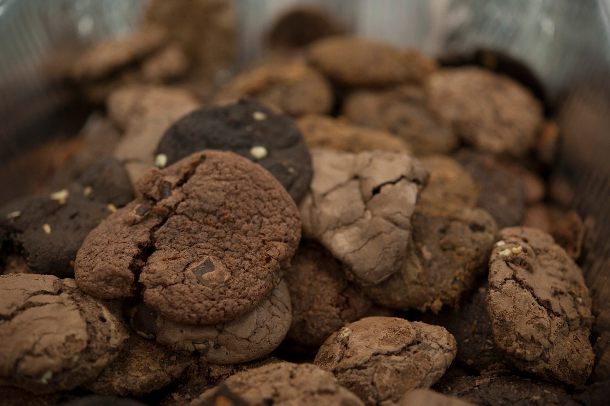A batch of cookies waits to be packaged by spouses at Moody Air Force Base, Ga., Dec. 4, 2013. The bags of cookies are given to Airmen at the dorms annually for the holidays. (U.S. Air Force Photo by Airman 1st Class Sandra Marrero/Released)  

