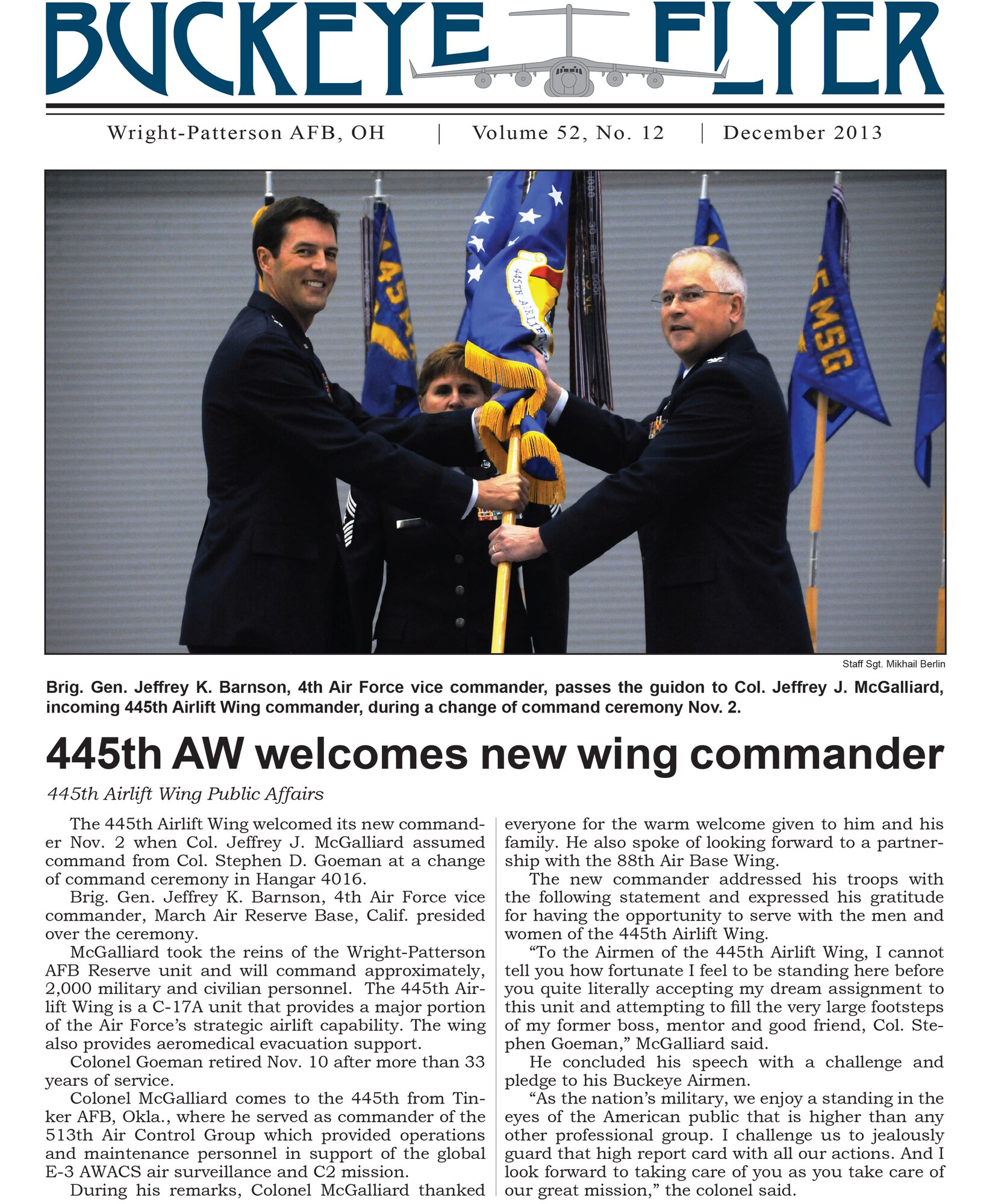 WRIGHT-PATTERSON AIR FORCE BASE, Ohio - The Buckeye Flyer is the official publication of the 445th Airlift Wing and includes eight pages of stories, photos and features. (U.S. Air Force photo) 
