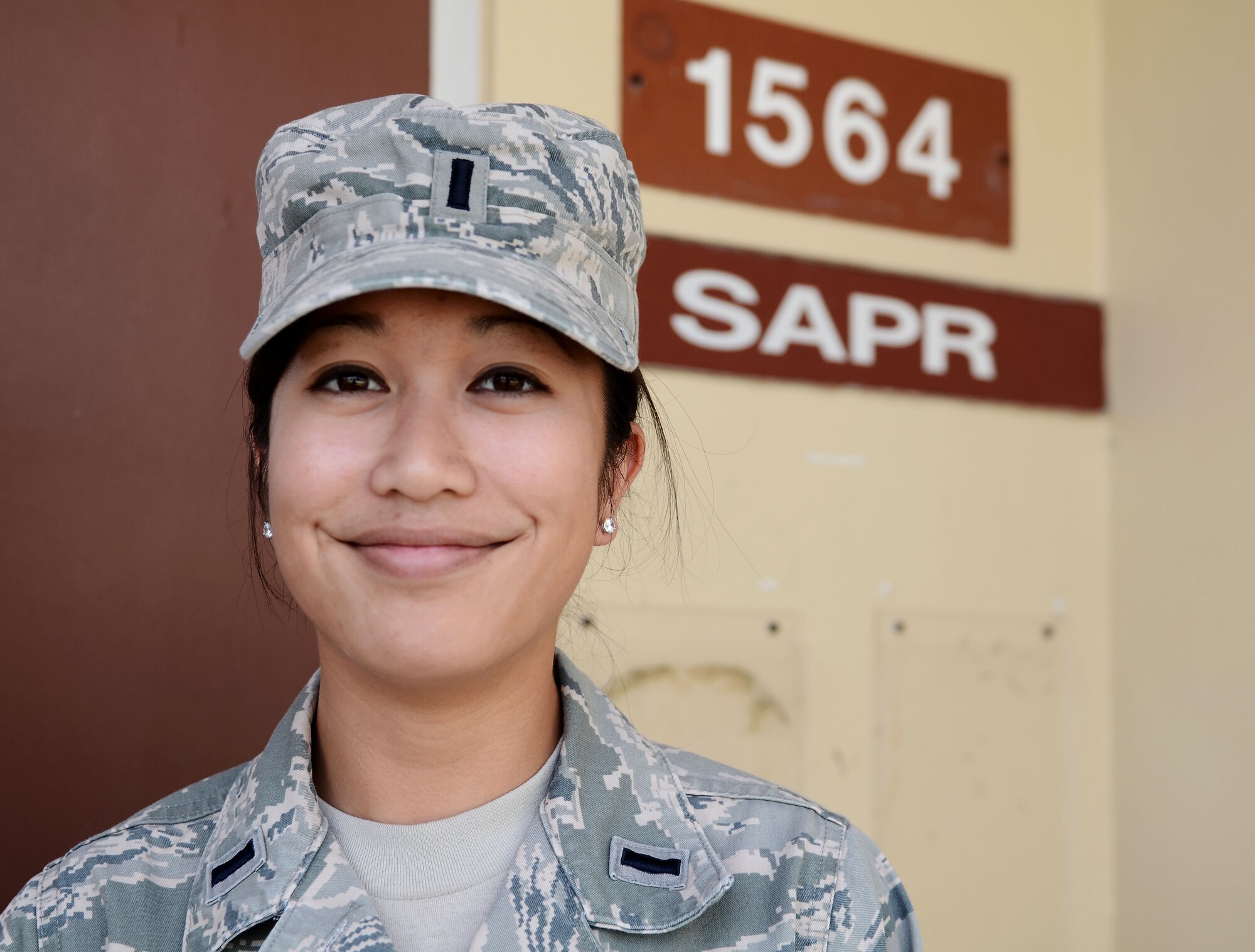 1st Lt. Diana Wong, 36th Wing sexual assault response coordinator, is pictured Dec. 5, 2013 on Andersen Air Force Base, Guam. Wong and her shop, to include one full-time victim advocate, one alternate SARC and eight volunteer victim advocates are tasked with reaching out to numerous people about sexual assault while also ensuring they are informed and trained on the prevention of sexual assault. (U.S. Air Force photo by Airman 1st Class Adarius Petty/Released)