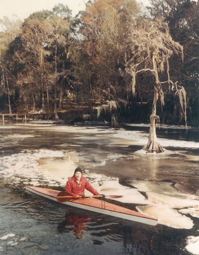 Even ice couldn’t keep Enge out of his kayak when parts of the St. Johns River froze.