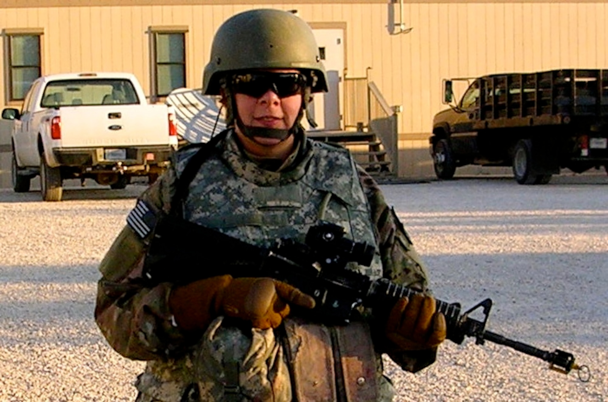 Air Force Civil Engineer Center employee Melissa Markell recently completed Combat Airman Skills Training at Camp Bullis, Texas, prior to deploying overseas. Markell volunteered to deploy to Afghanistan as part of the Civilian Deployment Workforce. In Afghanistan, she is working with the U.S. Army at Bagram Air Field, with a focus on environmental compliance issues. (Courtesy photo).