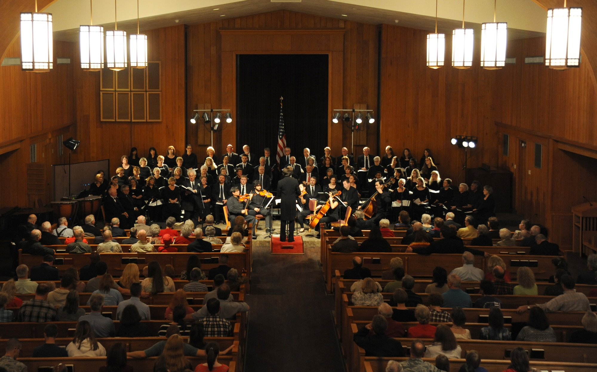 The Gulf Coast Messiah Chorus performs during their 61st Annual celebration Dec. 5, 2013, at the Triangle Chapel, Keesler Air Force Base, Miss. The Choir’s first performance, under the direction of conductor Dr. Paul McGahie, began at Keesler and is made up by musicians from both the military and civilian communities. (U.S. Air Force photo by Kemberly Groue)