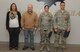 SIOUX CITY, IA – The Air Force Combat Action Medal was awarded to retired Staff Sgt. Leanna Guevara, retired Staff Sgt. Jon L. Pinkleman, Staff Sgt. Megan Huber, and Tech. Sgt. Thadeus E. Miller, current or former members of the 185th Air Refueling Security Forces, on November 3, 2013 during a ceremony in Sioux City, IA. The recipients were involved in combat during their deployments to Iraq in 2005 and 2006. (U.S. Air National Guard Photo by Tech. Sgt. Oscar Sanchez/Released) 