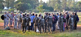 Members of Joint Task Force-Bravo as well as Honduran military members and medical providers prepare to depart on a Medical Readiness Training Exercise as part of Joint Task Force-Bravo's Culminating Exercise (CULEX), Dec. 3, 2013.  For the CULEX, more than 90 members of Joint Task Force-Bravo deployed to the Department of Gracias a Dios, Honduras, to conduct both real-world and exercise operations.  (U.S. Air Force photo by Capt. Zach Anderson)