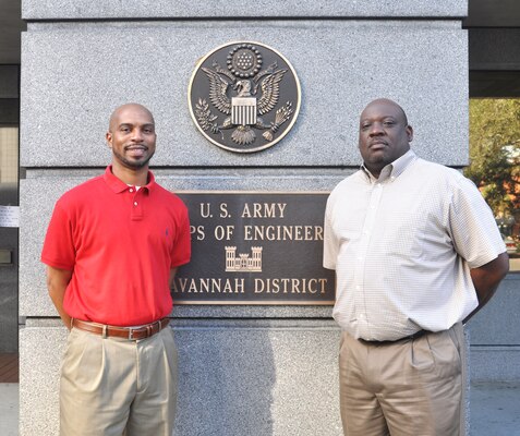 USACE employees Otis Anderson(left) and Terrence Johnson mentor and coach area youth through their athletic organizations Savannah Thunder and South Georgia 76ers. 