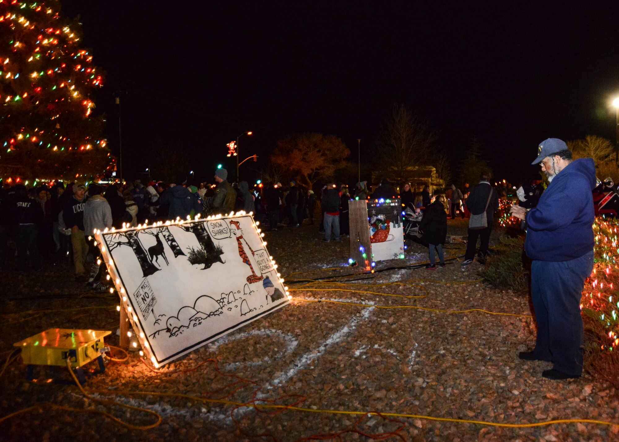 That night the winner of the Holiday Card Lane was announced. First place went to 412th Flight Test Squadron (Speckled Trout). Second place went to the Edwards Pageant organization and third to the 412th Operations Group. (U.S. Air Force photo by Rebecca Amber)