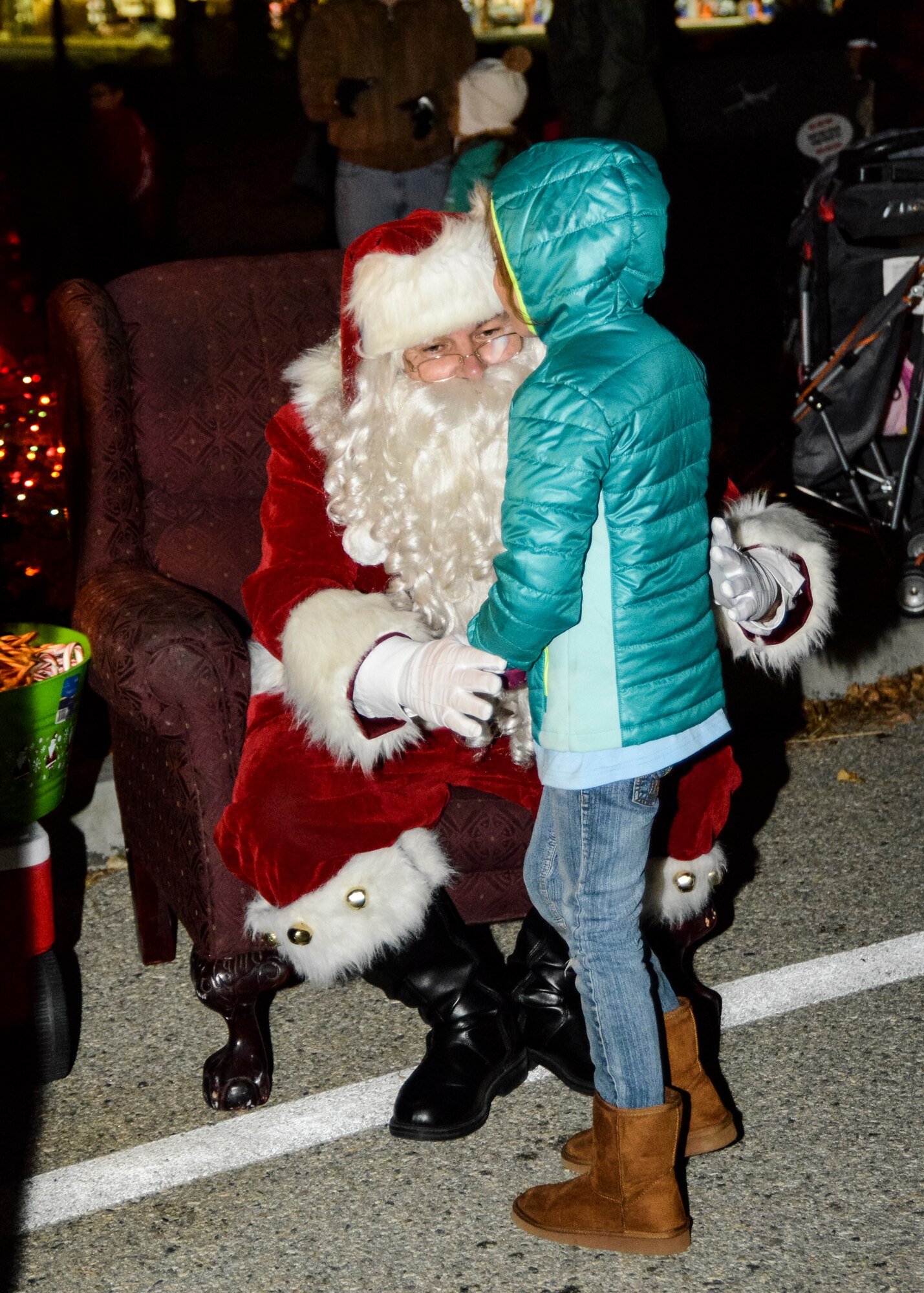 Children also lined up to visit Santa and Mrs. Claus, who arrived in an Edwards AFB fire truck. (U.S. Air Force photo by Rebecca Amber)