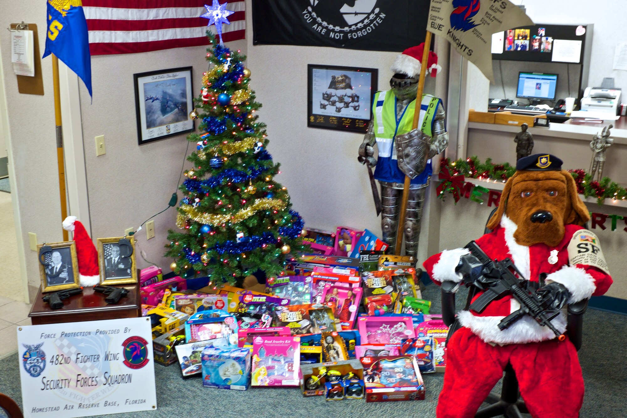 The winning entry in the Christmas Tree Challenge was the 482nd Security Forces Squadron here on Dec. 8. 