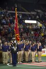 Nearly 40 poolees from Recruiting Station Milwaukee took the oath of enlistment alongside their fellow future servicemembers during the Milwaukee Wave opening home game Dec. 7, 2013. The Milwaukee wave designated the home opener as a “Military Appreciation Game,” taking a moment of silence for those lost at Pearl Harbor on Dec. 7, 1941.