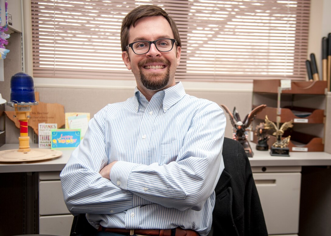 Ben Graf, 47th Civil Engineer Squadron programs flight chief, poses for a photo at Laughlin Air Force Base, Texas, Dec. 9, 2013. Graf won the Air Education and Training Command’s Harry P. Rietman Award for saving Laughlin $377,000 a year in utilities, devising a $5.5 million utility plan, executed AETC’s top project worth $16.3 million, and a number of other achievements. (U.S. Air Force photo/Senior Airman John D. Partlow)