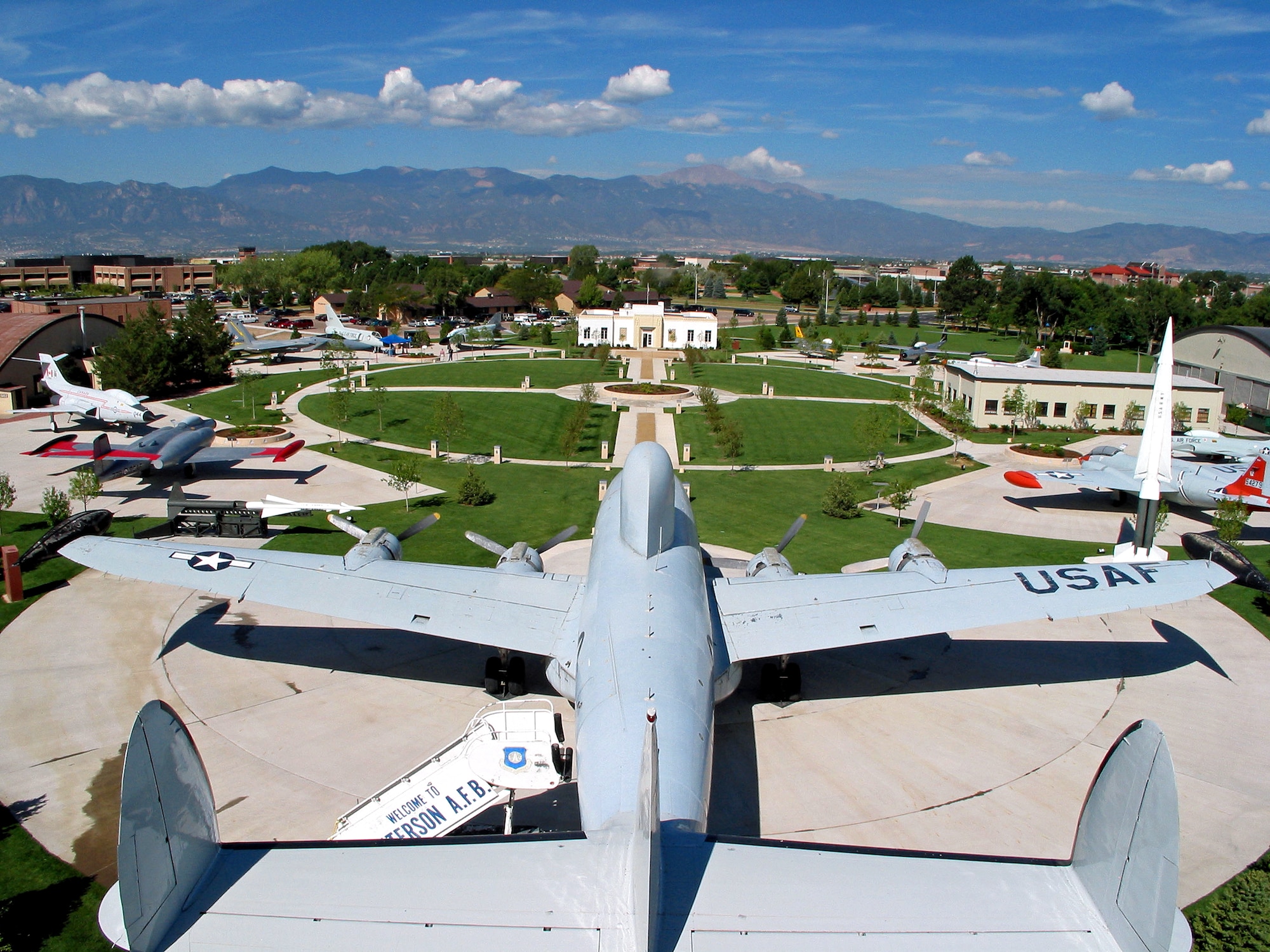 PETERSON AIR FORCE BASE, Colo. – The Peterson Air Park offers a unique experience for service members, their families and the surrounding community by offering free access to the beautifully designed space that features historical buildings and different airframes from throughout Air Force history. As a result, the air park has received the Excellence Award for Historic Civil Restoration from the Historic Preservation Alliance of Colorado Springs. The 21st Space Wing earned the annual award for the historical preservation and improvements to the Peterson Air and Space Museum. From its origin as the first passenger terminal and hangar for the original Colorado Springs airport more than seven decades ago, the Peterson Air and Space Museum has become a repository for the Air Force and the city's heritage. (U.S. Air Force photo)