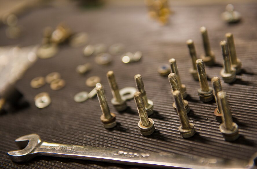 Tools sit nearby for the aerospace ground equipment Airmen of the 5th Maintenance Squadron at Minot Air Force Base, N.D., Dec. 5, 2013. AGE Airmen are responsible for the maintenance of the equipment that supplies electricity, hydraulic pressure and air pressure as planes receive maintenance on the flight line. (U.S. Air Force photo/Airman 1st Class Apryl Hall)